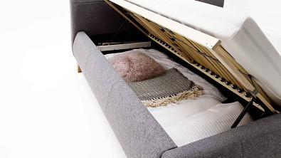 Luxusní čalouněná postel Postelia MATHEO s úložným prostorem, nohy DUB, 180x200 cm Obrázek