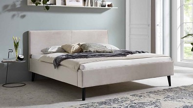 Luxusní čalouněná postel LEIRA béžová manželské dvojlůžko