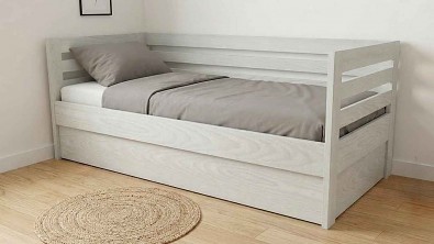 Masivní rohová postel PAVEL do U s úložným prostorem z buku/dubu