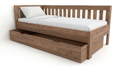 Masivní rohové jednolůžko SANY do L s multifunkční zásuvkou