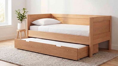 Postel TRIO do U: Designová souhra masivu s chytrou přistýlkou