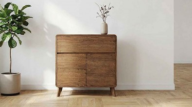 Dřevěná komoda z masivu DEIRA 1x zásuvka / 2x dvířka