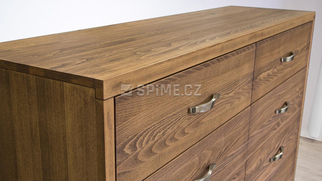 Dřevěná komoda z masivu PORTO DUO 8x zásuvka, Materiál: Masiv Buk, Odstín: Olej Schoko Braun #03