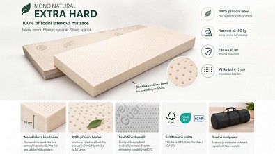 Matrace 100% přírodní Latex MONO NATURAL EXTRA HARD