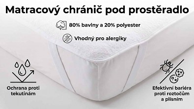 Matracový chránič na matraci ECONOMY s PU membránou