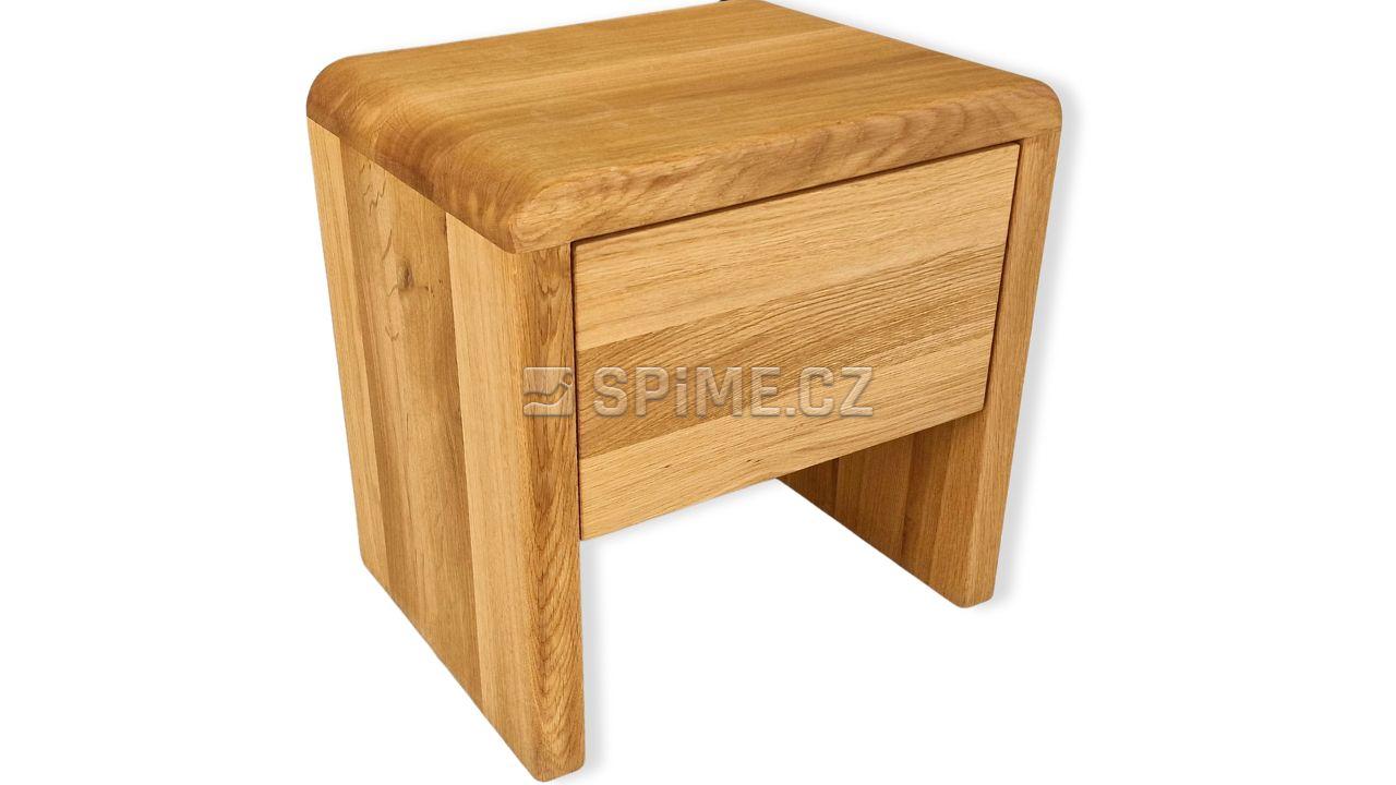 Dřevěný noční stolek z masivu BELAGO boční pohled