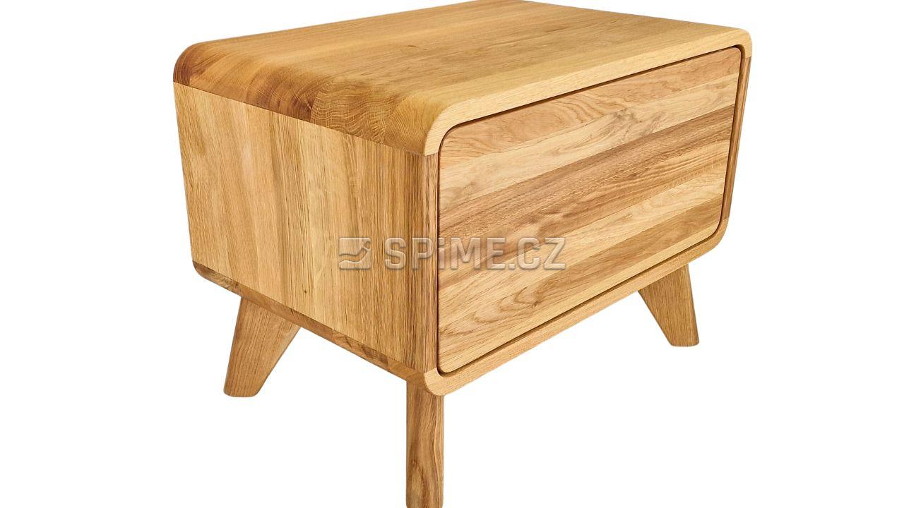 Dřevěný noční stolek z masivu DEIRA, Materiál: Dub, Odstín: Olej transparent #03