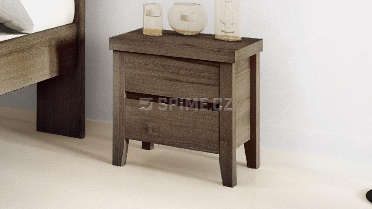 Dřevěný noční stolek z masivu IBIZA, Materiál: Masiv Dub, Odstín: Olej Grau Blau #06