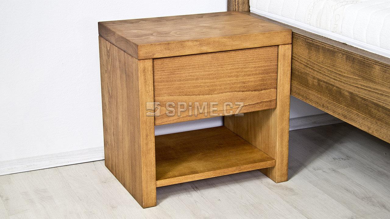 Dřevěný noční stolek z masivu SIENA, Masiv: Buk, Odstín: Olej Světlá Třešeň #04