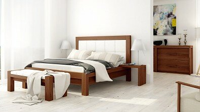 Designová postel z masivu MODENA, Materiál: Masiv Buk, Odstín Olej Nuss Braun #02