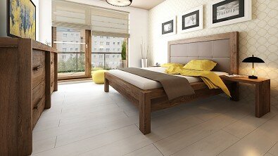 Designová postel z masivu MODENA, Materiál: Masiv Dub, Odstín Olej Wenge #08