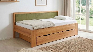 Rozkládací postel z masivu ISOLA s úložným prostorem