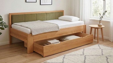 Rozkládací postel z masivu ISOLA s úložným prostorem