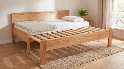 Masivní rozkládací postel ZERI: Celodřevěný design, který se promění v plnohodnotné letiště