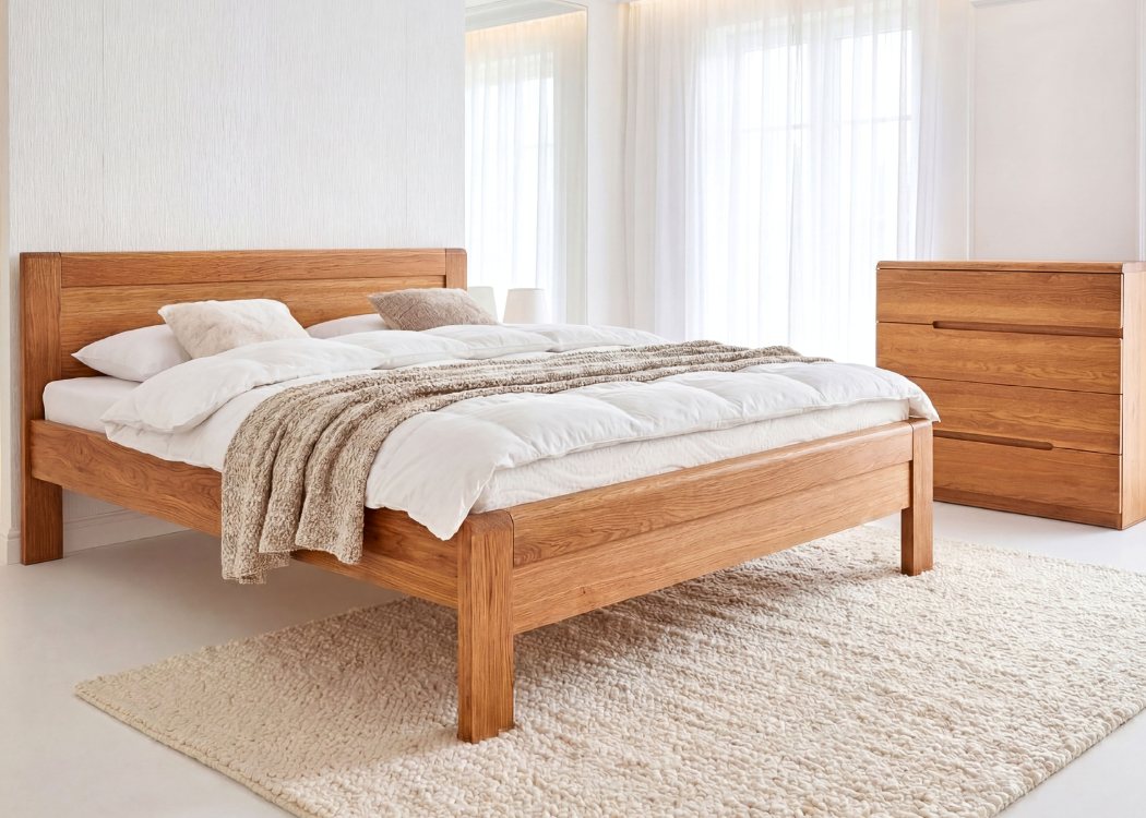 Postel z dubového masivu ONTARIO s klasickým designem