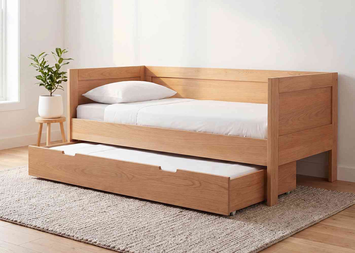 Jednolůžko z masivu TRIO do L s přistýlkou - detail
