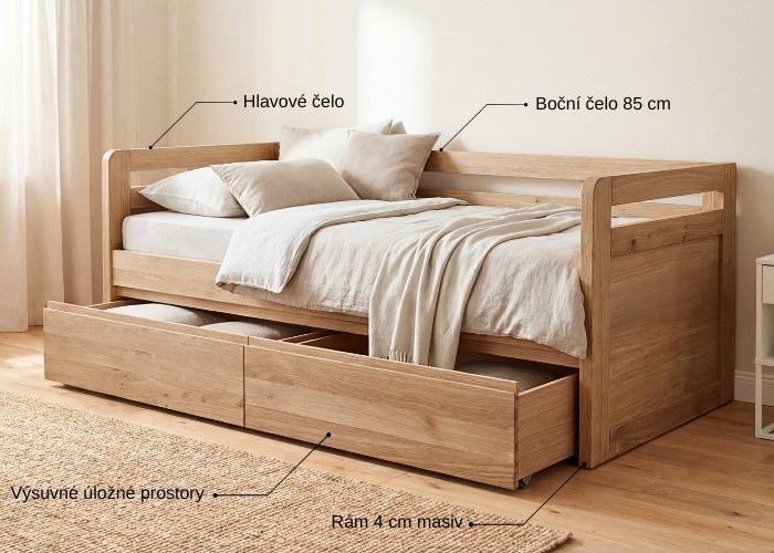 Rozkládací postel z masivu SOFA DUO popis