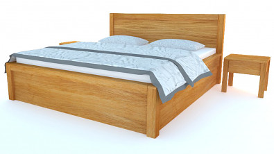 Postel z masivu s úložným prostorem STONE