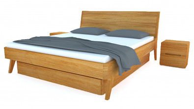 Postel Postelia LAGO s úložným prostorem, Buk 200x200 - Designová postel z masivu