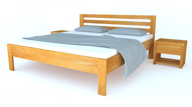 Dřevěná Postel Postelia PAVLA, 200x200 cm, Dub o šíři masivu 4 cm