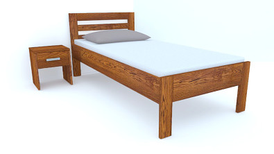 Postel Postelia Pavel Dub 100x200 - Dřevěná postel z dubového masivu je jednolůžko s rozměry: 90 x 200 cm nebo 80 x 200 cm