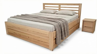 Postel z masivu s úložným prostorem ANDREA Buk jádrový