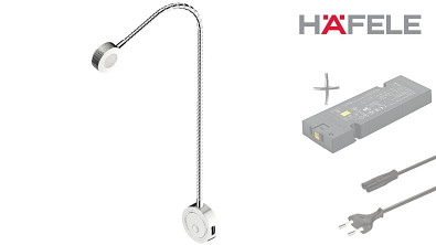 HÄFELE LOOX 2x LED 2034 USB chrom - 2x Čtecí lampička 12V/17W pro montáží na plochu v barvě chrom
