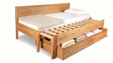Rozkládací postel z masivu ZERI s úložným prostorem