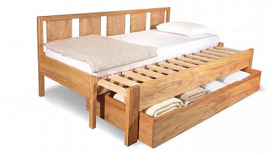 Rozkládací postel z masivu FAVARO s úložným prostorem
