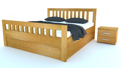 Postel z masivu s úložným prostorem MIA PLUS Dub