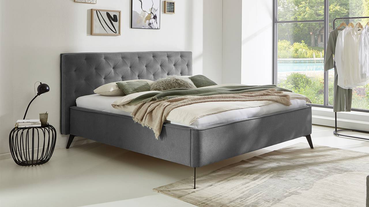 Designová čalouněná postel Postelia NEAPEL 180x200 cm Grey manželské dvojlůžko (obrázek 5)