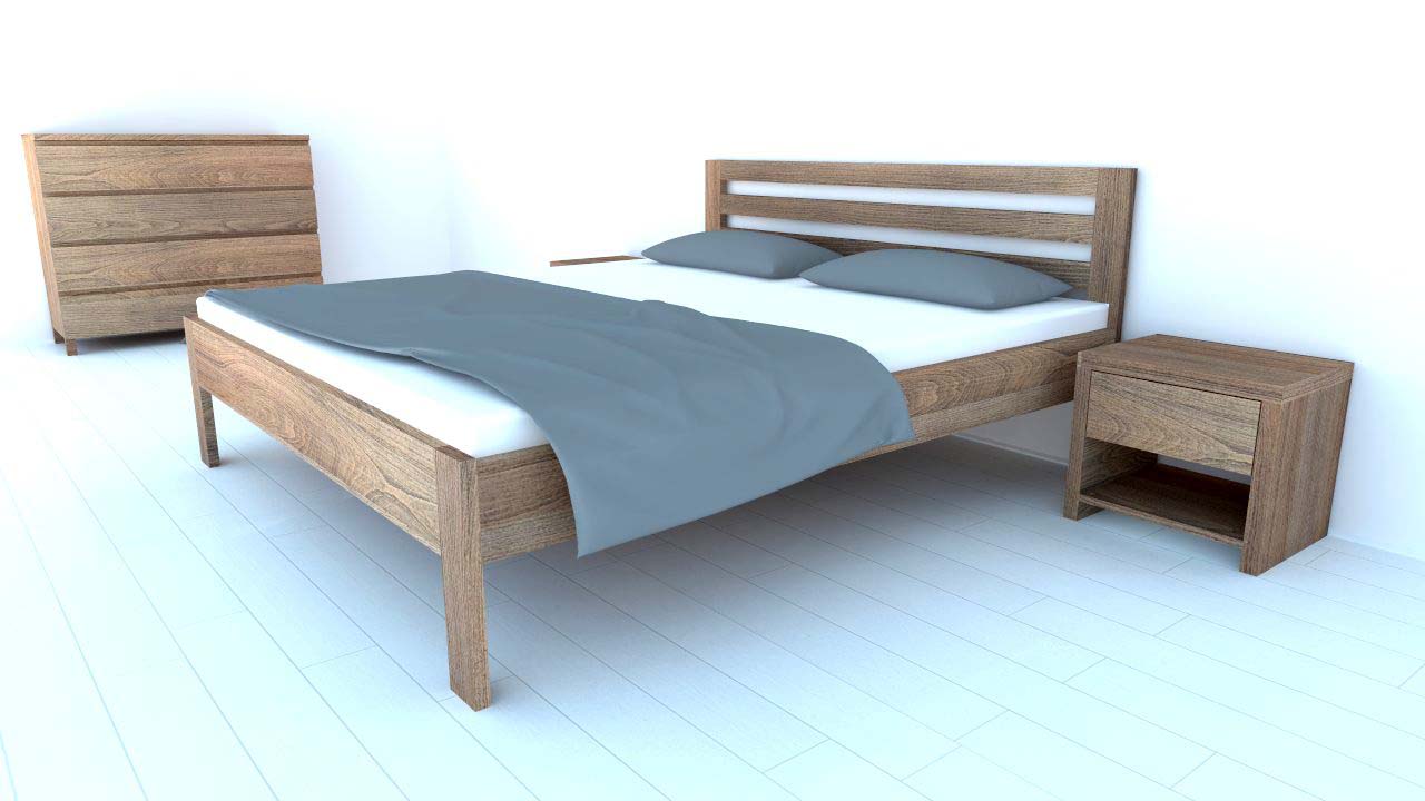 Dřevěná Postel Postelia PAVLA, 200x200 cm, Dub o šíři masivu 4 cm (obrázek 4)
