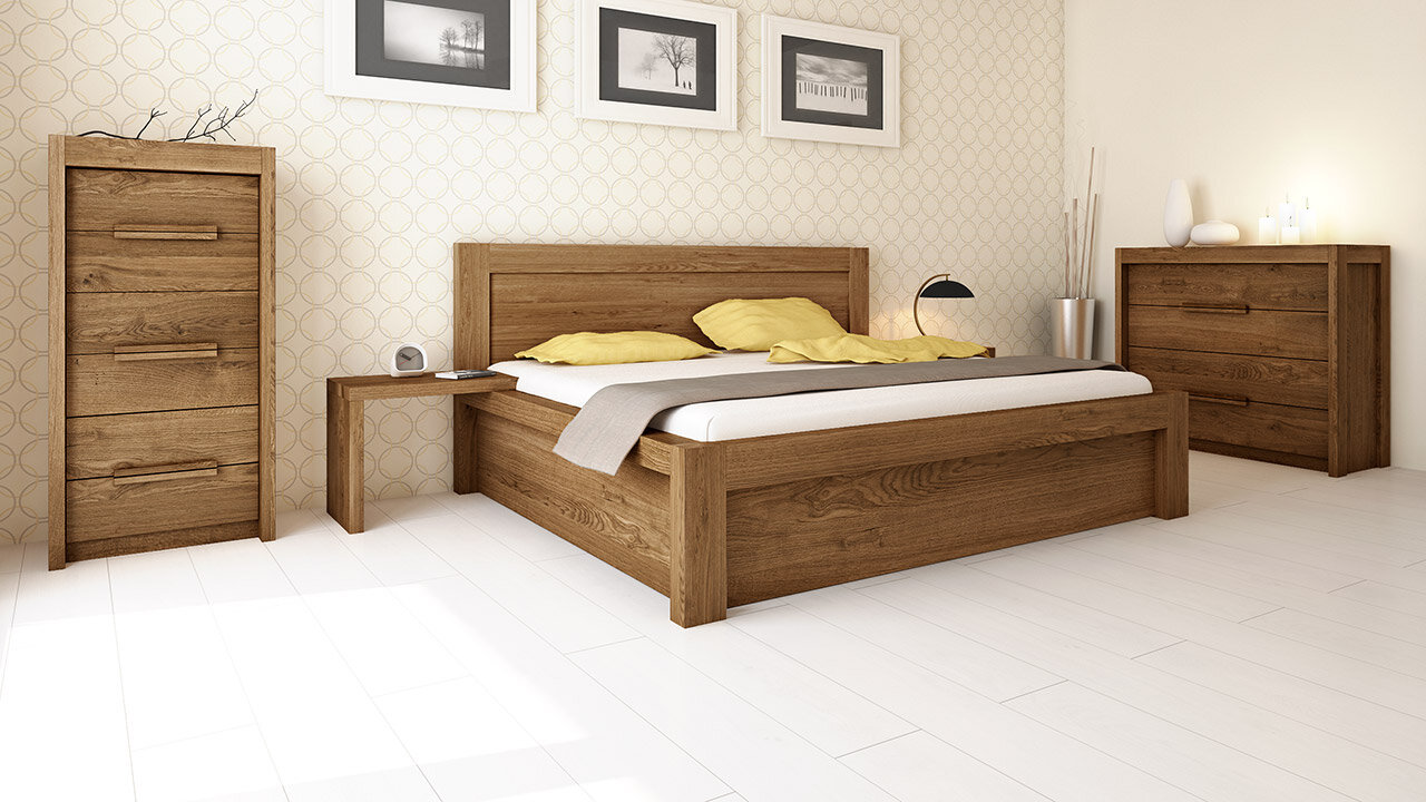 Postel Postelia CAPRI s úložným prostorem 160 x 200 buk - Dřevěná postel z masivu, bukové manželské dvoulůžko o šíři masivu 12 x 8 cm (obrázek 11)