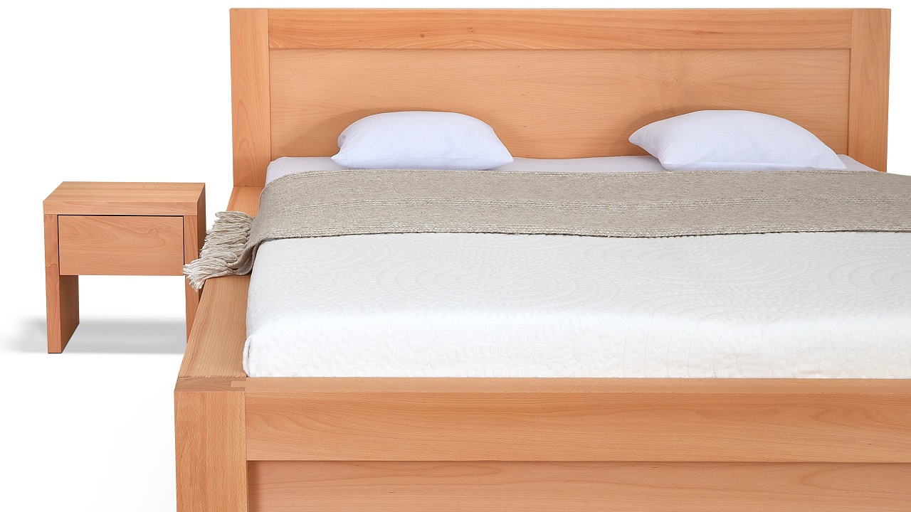 Postel Postelia CAPRI s úložným prostorem 160 x 200 buk - Dřevěná postel z masivu, bukové manželské dvoulůžko o šíři masivu 12 x 8 cm (obrázek 3)