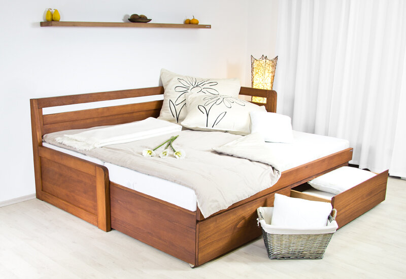 Postel Postelia SOFA DUO Buk 180x200 / 2x 90x200 - Rozkládací dřevěná postel z masivu (obrázek 2)